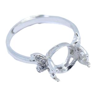 925纯银戒指空托女款可旋转珠子戒托转运珠DIY蜜蜡珍珠托圆珠8mm