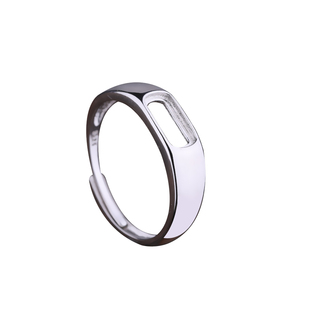 马鞍托925纯银戒指空托镶嵌绿松石蜜蜡墨玉戒指托开口情侣戒托4*8