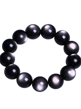 天然银曜石手链黑曜石水晶手串