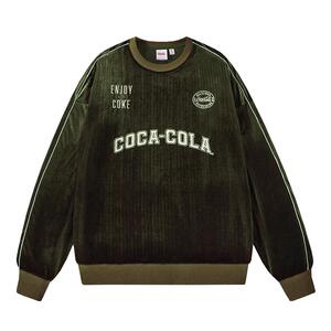 Coca-Cola/可口可乐丽丝绒秋冬款保暖长袖青年百搭潮牌圆领卫衣男