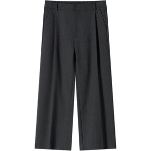 石见山仿羊毛工艺抗皱易打理休闲西裤男士通勤松紧腰直筒长裤子