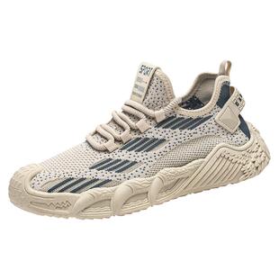 椰子男鞋夏季透气薄款防臭飞织网面运动休闲软底轻便防滑耐磨网鞋