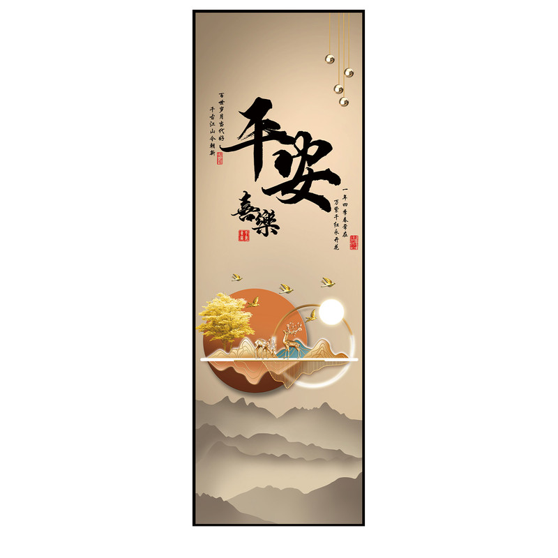 玄关装饰画竖版窄长条3d立体壁画