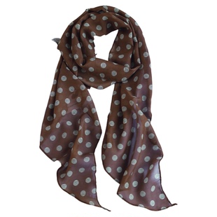 把春天的颜色穿在身上啦！韩系长条波点印花丝巾春秋百搭气质围巾