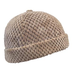 秋冬季日系复古雪尼尔瓜皮帽子女简约嘻哈地痞帽街头潮人雅痞无檐