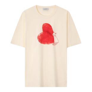 【新年甄选】LANVIN浪凡 男女同款夏爱心小猫印花T恤情侣款短袖