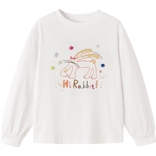 巴拉巴拉女童长袖t恤中大童纯棉打底衫春装2026新款童装儿童上衣