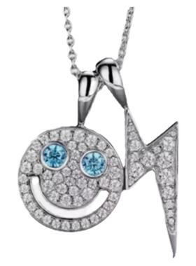 莫桑石笑脸闪电两戴简约项链