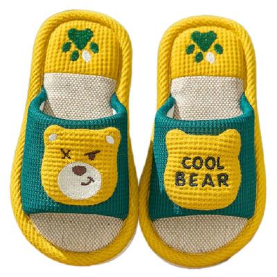 卡通拖鞋儿童款静音软底亚麻透气