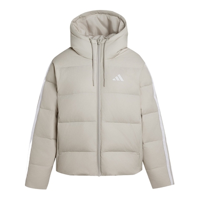adidas阿迪达斯三条纹女款短连帽羽绒服秋冬装防风外套 KH3979