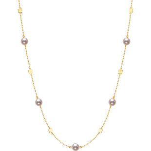 CIRCLE珠宝纸吹雪高亮akoya海水珍珠项链18K金满天星珍珠项链