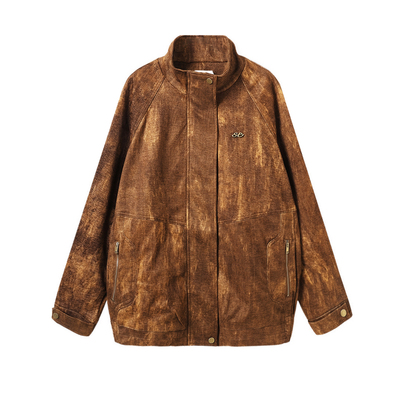 西町村屋复古外套女2025冬季新款黄砂分割设计廓形上衣XAAD10009