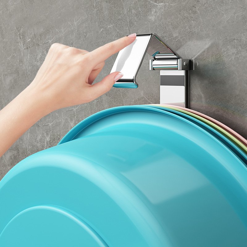 不锈钢脸盆架免打孔折叠卫生间浴室盆置物架挂壁挂盆子挂钩收纳放