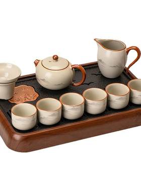 2026新款汝窑功夫茶具套装家用高档轻奢陶瓷泡茶壶茶杯办公室喝茶