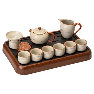 2025新款汝窑功夫茶具套装家用高档轻奢陶瓷泡茶壶茶杯办公室喝茶