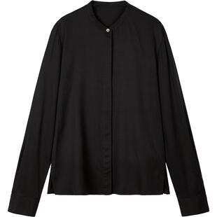 LESS桑蚕丝立领衬衫女黑色通勤简约休闲气质衬衣2O1214680