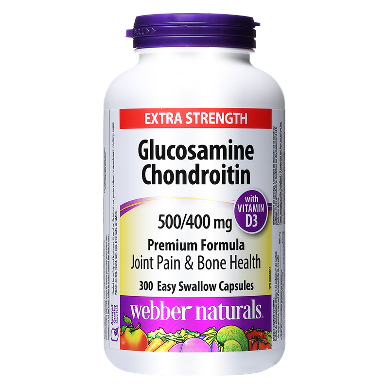 加拿大伟博天然氨基葡萄糖软骨素添加D3双倍关节氨糖维骨力300粒