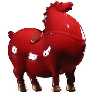 创意陶瓷复古唐马摆件红马黑马客厅中式酒店会所桌面玄关软装饰品