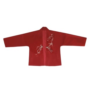 拟梦倚梅香国风原创日常汉服秋冬款飞机袖外套小个子红色新年战袍