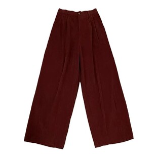 红色大码女装灯芯绒裤子秋九分哈伦萝卜裤胖mm显瘦加绒气球灯笼裤