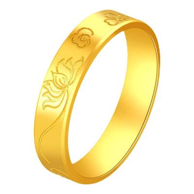 中国黄金足金光面招财好运戒指