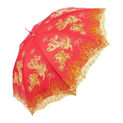 红色中式婚庆蕾丝复古陪嫁新娘伞