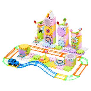 百变电动积木齿轮旋转玩具儿童益智拼插大颗粒拼装拼图男孩3到6岁