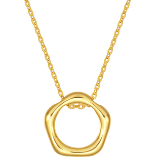 周六福圆环项链INS风S925银黄金色吊坠轻奢气质感节日礼物送女友