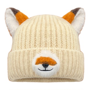 卡通狐狸尼克周边动漫可爱针织帽子女秋冬季保暖百搭显脸小毛线帽