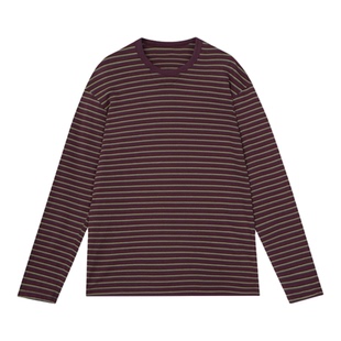 JNBYHOME江南布衣26新品春长袖棉T恤套头家居服圆领条纹上衣睡衣