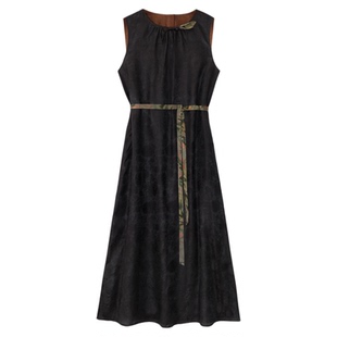 萧娘【云赏】提花透孔罗香云纱连衣裙新中式桑蚕丝中长款国风1098