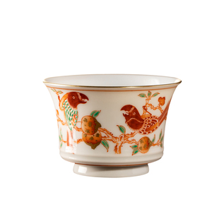 青花竹节杯70ml景德镇非遗蔡文娟鹦鹉啄桃主人杯单杯茶杯陶瓷茶具