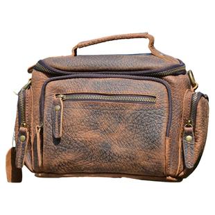 牛皮复古单反相机包疯马皮耐磨斜挎包真皮手提邮差包男包单肩包潮