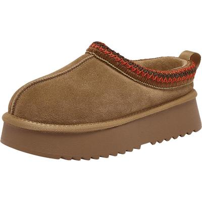 【牧归人】百思图25冬新款毛毛鞋勃肯鞋雪地靴加绒厚底女拖鞋棉鞋