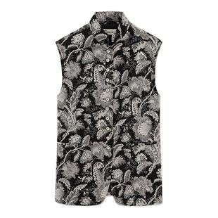 RODERIC WONG2025秋季时尚复古提花立领收腰马甲优雅精致轻奢上衣