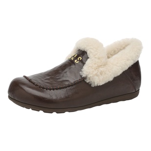 MILLIE'S/妙丽加绒保暖一脚蹬乐福鞋女冬季毛毛鞋百搭软底休闲鞋