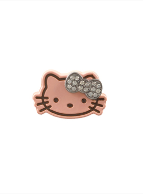 多喜商店【BLACK&PINK】镶钻黑粉KT猫镶钻蝴蝶结卡通小众情侣戒指