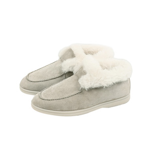 日本Angelcocoa新款加绒乐福鞋真皮毛一体雪地靴女慵懒风毛毛鞋