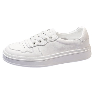 头层牛皮厚底小白鞋女夏一脚套浅口平底单鞋百搭透气休闲板鞋女鞋