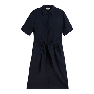 【源野裙】GANT/甘特26春夏女纯亚麻优雅a字法式收腰绝美连衣裙子