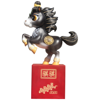 现货总台文创春晚吉祥物骐骥驰骋生肖马玻璃钢雕塑新年喜庆大摆件