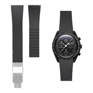 适配swatch欧米茄联名表带快拆FKM氟橡胶斯沃琪地相史努比连体扣