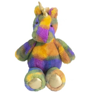 扎染五彩熊毛绒公仔可爱彩虹兔子挂件彩色独角兽陪睡玩偶生日礼物