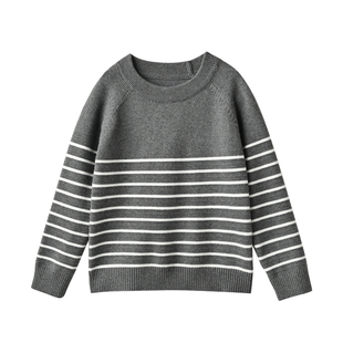 棉线毛衣 儿童条纹针织衫男女童百搭长袖保暖上衣 中大童春秋童装