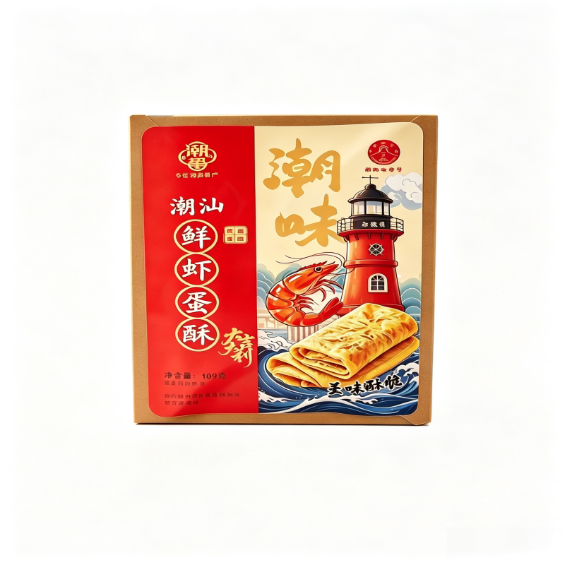 潮汕特产鲜虾单枞茶味蛋卷盒装