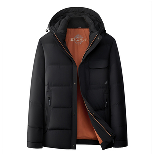 哥宾尼爸爸装商务可脱连帽羽绒服男短款加厚保暖防寒白鸭绒外套潮