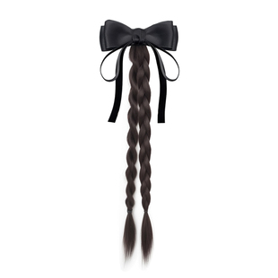 假发辫子女抓夹高马尾仿真发丝带双麻花长辫子发饰新中式马尾假发