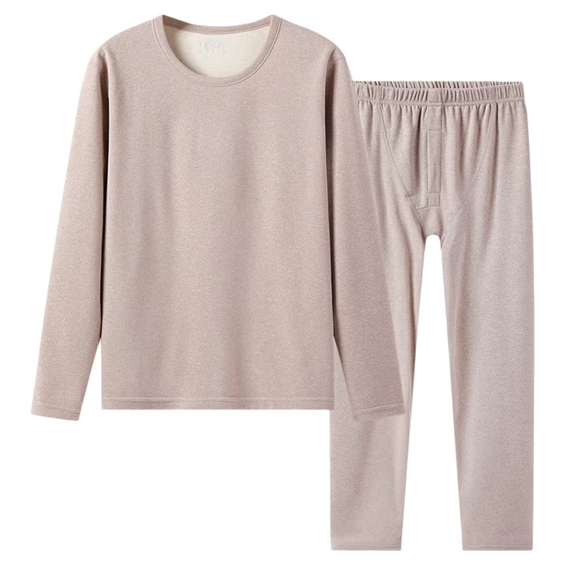 雅鹿冬季羊毛蚕丝保暖套装男