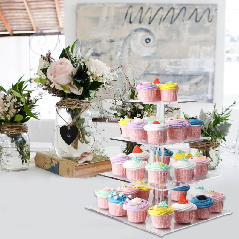 亚克力蛋糕展示架圆形多层带LED展示架适用可拆卸婚礼于生日蛋糕