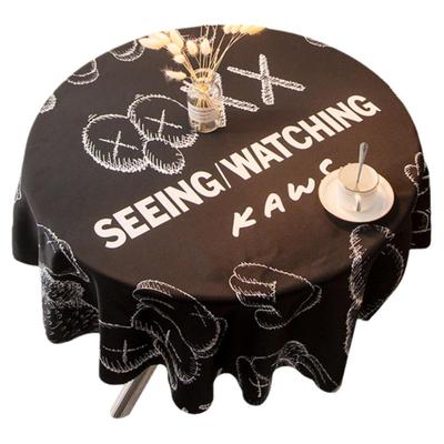 潮牌黑色免洗耐脏麻街kaws桌布